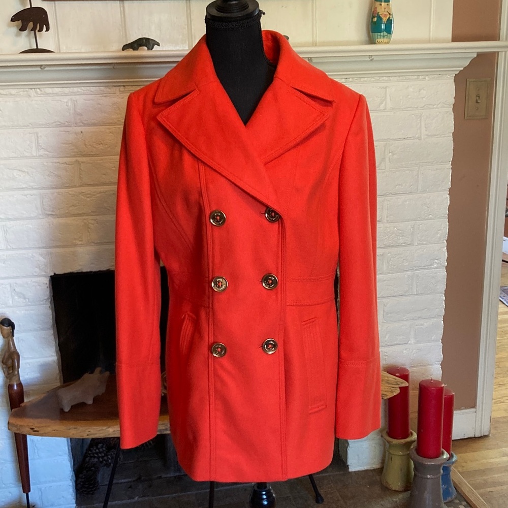 MICHAEL Michael Kors Vibrant Orange/Red pea coat size 12